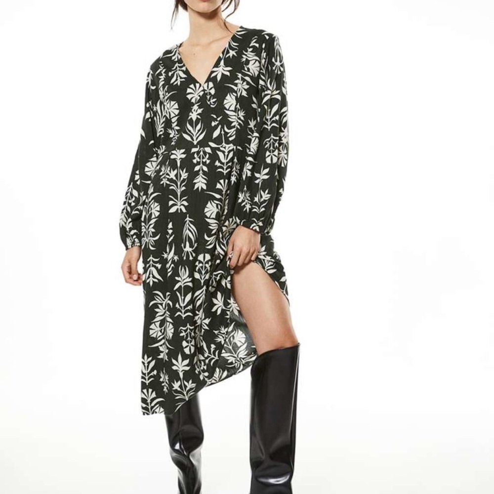 H&M Green floral wrap dress SMALL
